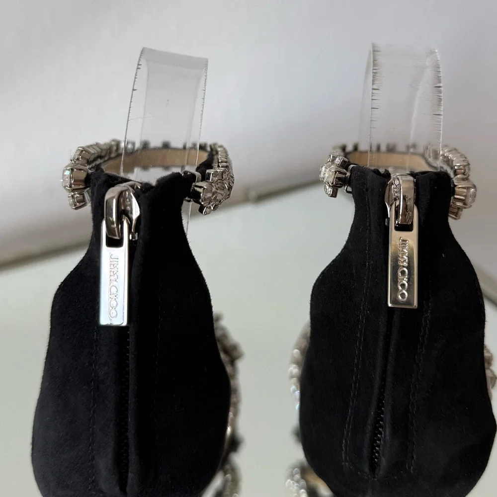 EUC JIMMY CHOO Josefine Crystal Strappy Cocktail Stiletto Sandals
